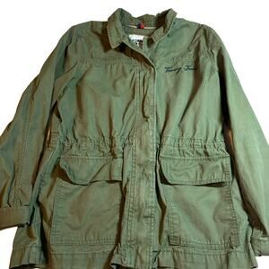 Tommy Hilfiger Women's Sz MCargo Snap Front and Zip Green Front Pockets Gorpcore